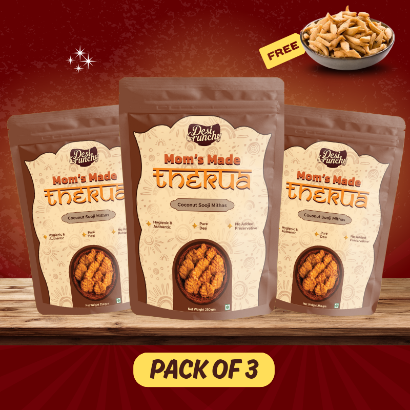 Free 200gm Namkeen, Traditional Coconut Sooji Thekua, 250gm×3