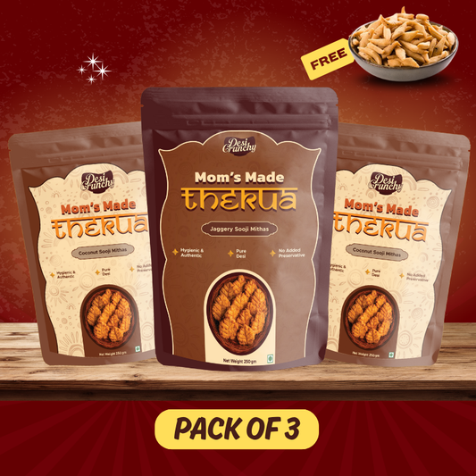 Free 200gm Namkeen, Jaggery and Sooji Thekua, 250gm×3