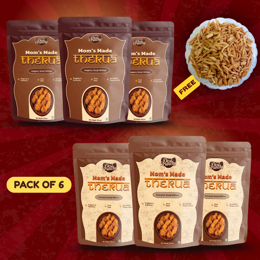 Free 500gm Namkeen, Jaggery and Sooji Thekua, 250gm×6