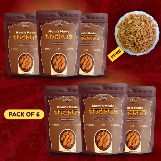 Free 500gm Namkeen, Jaggery and Sooji Thekua, 250gm×6